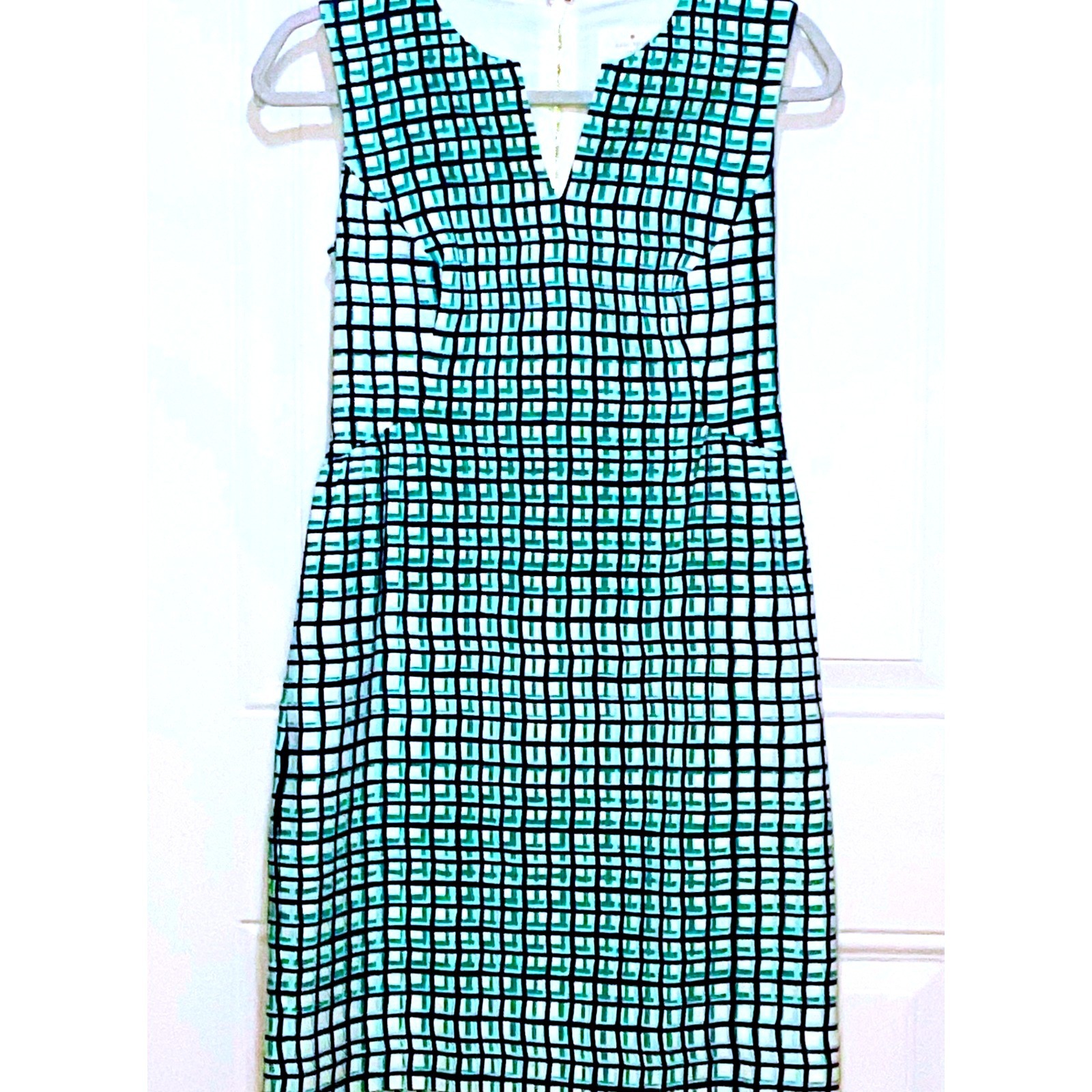 Kate Spade Samantha Sheath Dress Pockets Check Size 2 Njmu2483 Cotton Sleeveless